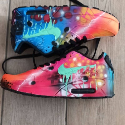 custom nike air max 90 blue galaxy sneaker airbrush graffiti