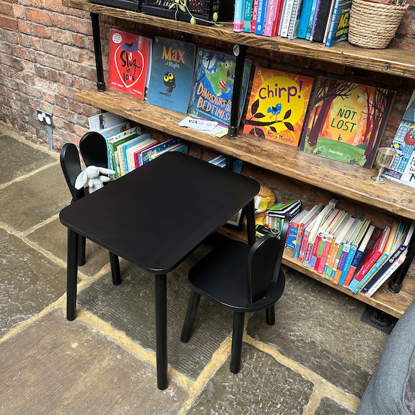 Black Wooden Kids Table and Chair Set: Montessori Toddler Furniture - Etsy