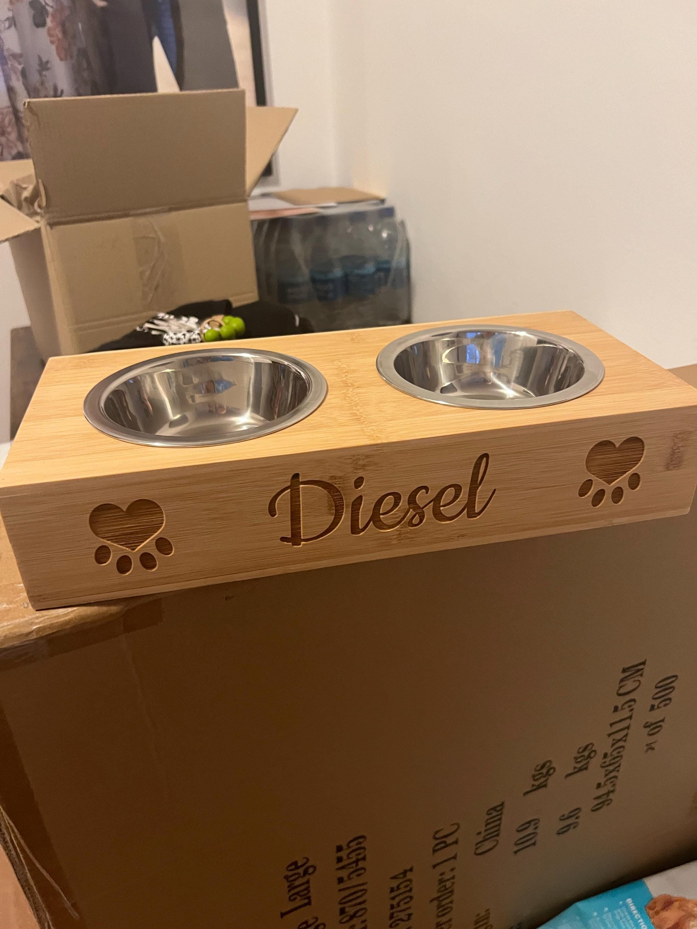 Personalisierte Hundenäpfe, Bambus Holz graviert personalisierte Hundenäpfe, personalisiertes Haustier Geschenk, personalisierte Haustiernäpfe Geschenk