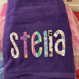 Personalized Kids Beach Towel Gift for Kids Embroidered Rainbow ...