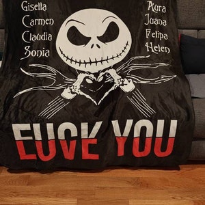 Halloween Blanket, Jack Skellington Blanket, Love You Blanket