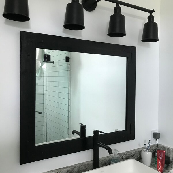 BLACK Mirror, Bathroom Mirror, Wall Mirror, Wood Mirror, Modern Rustic ...