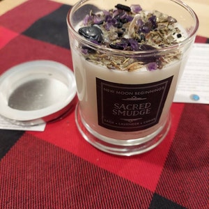 Sacred Smudge Candles - Crystal & Herb Candles - Energy clearing - Aromatherapy Candles - soy candle - Tealight Candles Lavender Sage Cedar photo