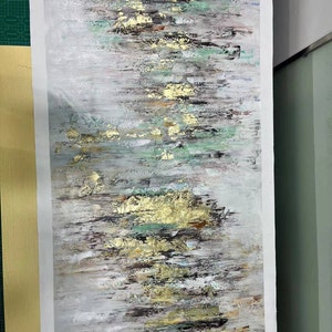 Original Abstract Waterfall Landscape Oil Painting, Hand-painted on ...