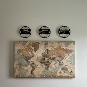 Time Zone Wall Clock, City/state/country Sign, World Clock, Office ...