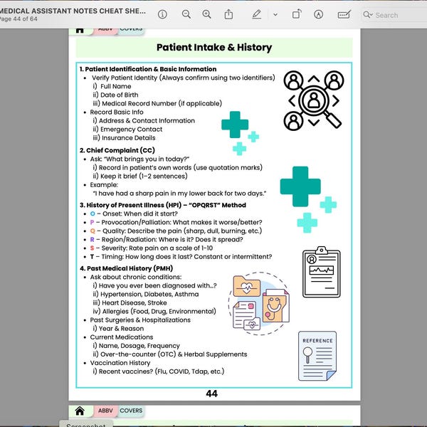 Medical Assistant Notes & Cheat sheet bundle, Hyperlinked, Bonus ...