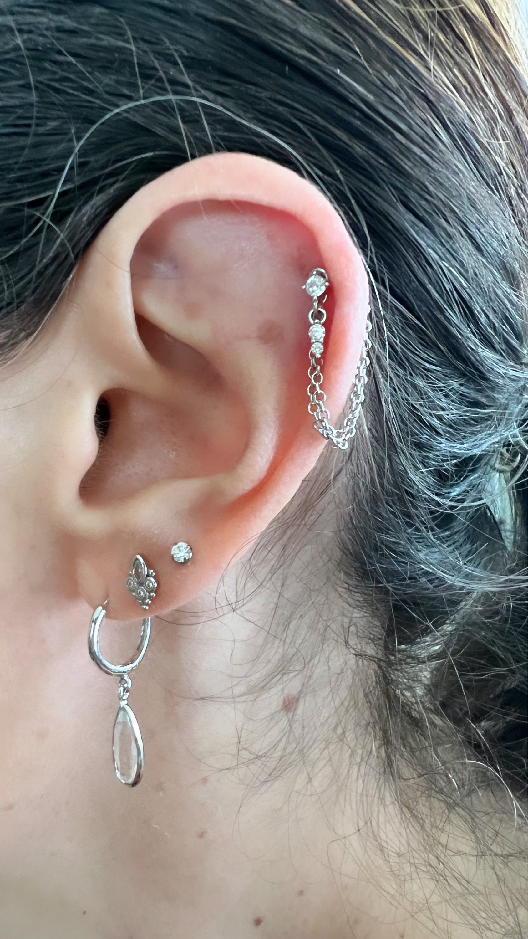 Detachable Chain Earring - Minimalist Chain Earring - Sterling Silver Earring - Silver Chain Earring - Dainty Earring - Tiny Earring