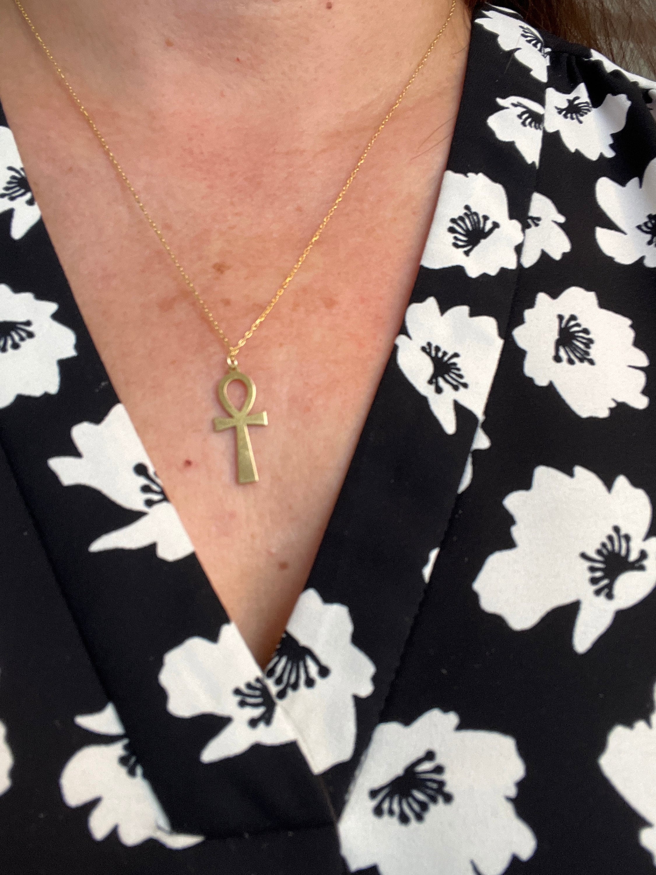 Gold Ankh Necklace,925 Silver Ankh Necklace,Adinkra Ankh Pendant,Antique Egypt Jewelry, Handmade Jewelry,Gifts for Her, Ankh Pendant