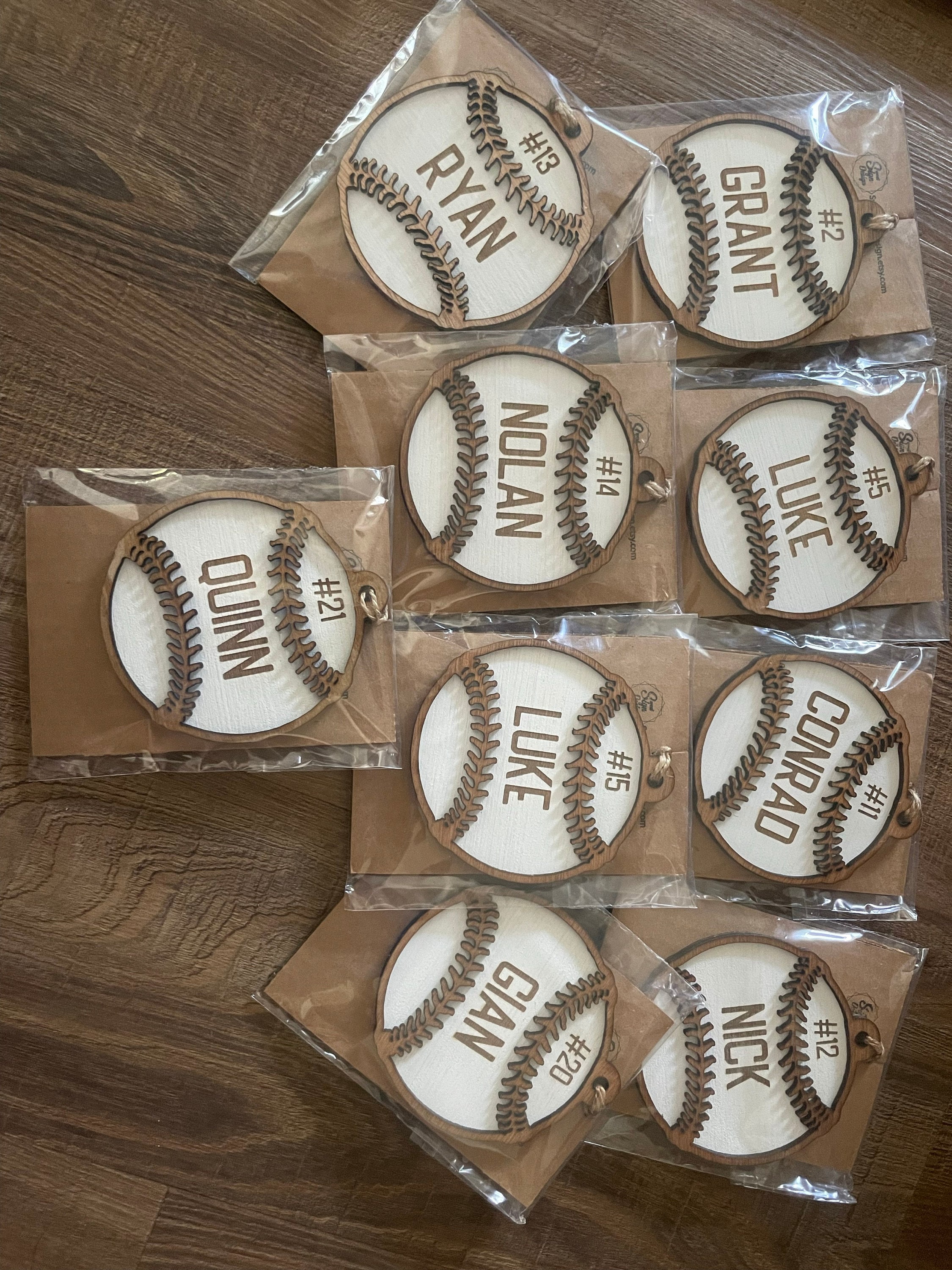 Baseball Ornament | Christmas | Laser Engraved | Gift Tags | Sports | Team |