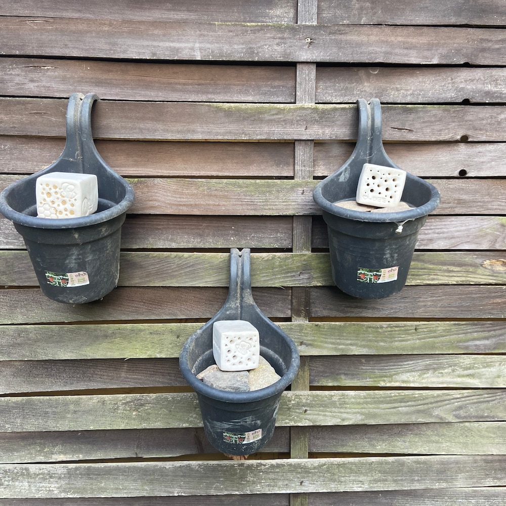 3er Set Bienensteine aus gebranntem Ton, Bienenhotel, Insektenhotel, Nisthilfe Wildbienen, Insektenhaus, Bienenhaus, Garten Keramik