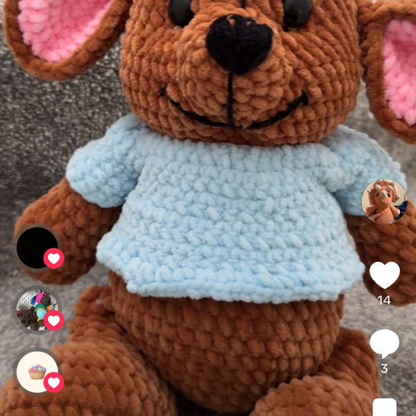 Roo Crochet Pattern, Easy Plush Amigurumi Toy Animal (PDF Pattern ...
