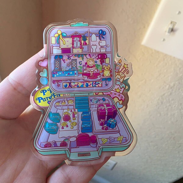 Rare 100% Complete- Vintage Polly Pocket 50s Diner Ring & Ring Case, 1991 Ring Dinnertime mit Auto -Bluebird -Polly Pocket 90s