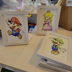 マリオ無敵スター水彩画プリント、オタク系ビデオゲームスーパーマリオ