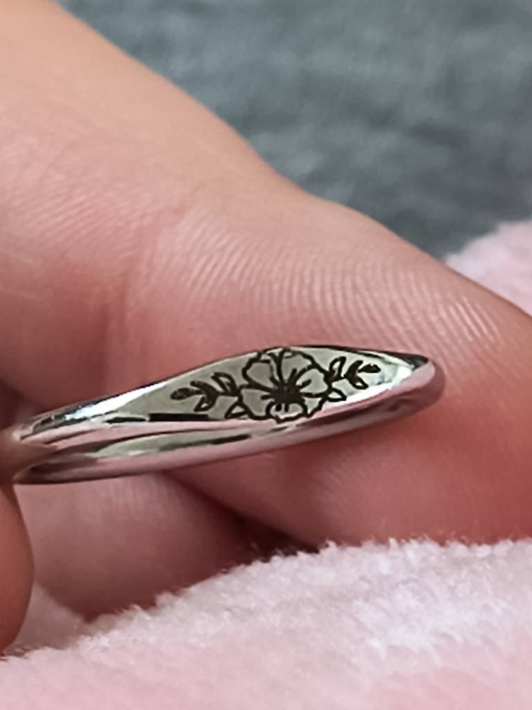 Dainty Birth Flower Ring Personalized Jewelry Ring for Her Birthday Gift Lavender Anniversary Gift Ring for Her Silver Rings Christmas Gift