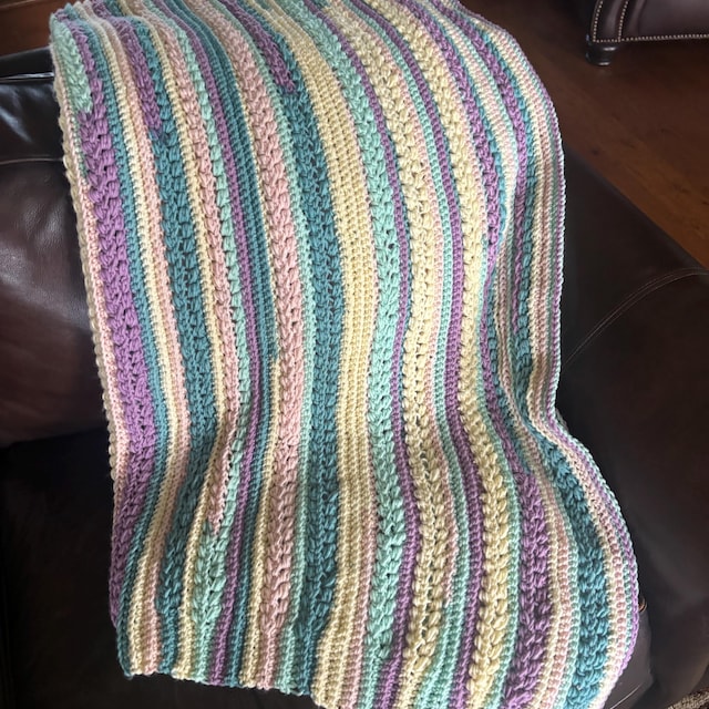 A customer's finished Braided Wheat Stitch Crochet Blanket PDF Pattern