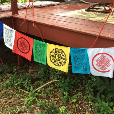 Dharma Prayer Flags With Tibetan Compassion Mantra / String of 10 ...