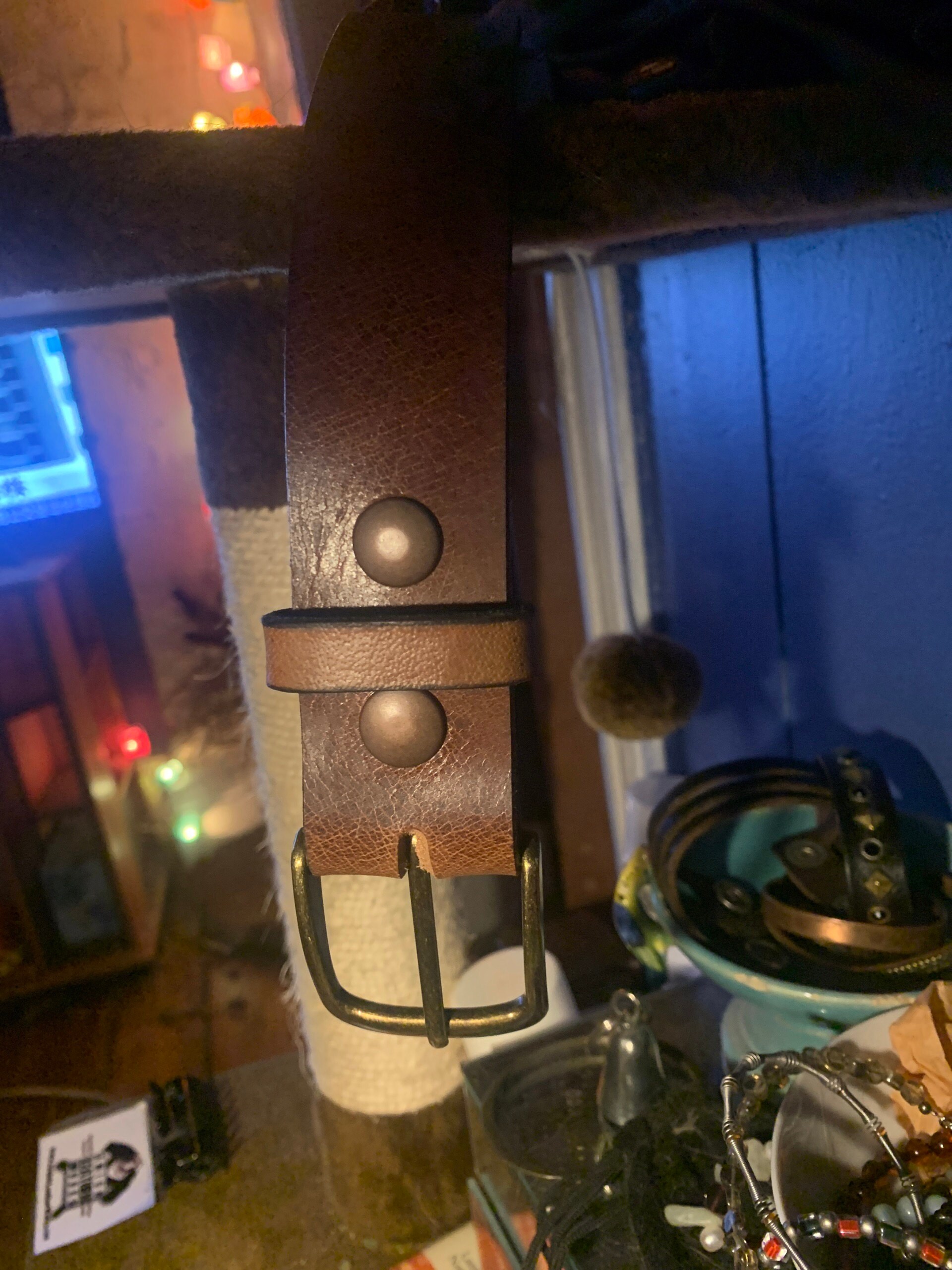 Leather Belt, Buffalo 1.5” Mens Dress Belt Amish Handmade Full Grain Made in USA