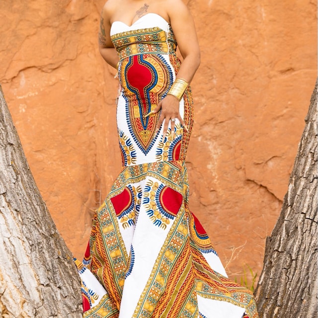 African Wedding Dress /women's Dashiki/ Kente/ Ankara/ African Print/  African Clothing/ Africa Ladies/ African Fashion Dress/ Prom Dress 