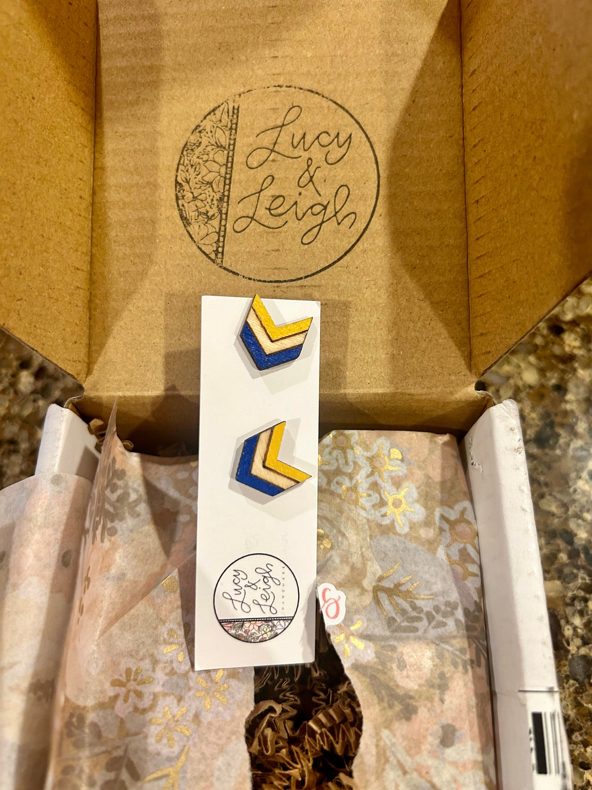 School Spirit Earrings, Team Colors, Handpainted Custom Color Wooden Stud Earring, Cheer Earring,  Game Day Jewelry, Back to School Earrings