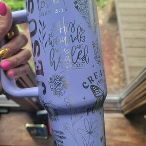 Bible Verses Engraved Tumbler | Cup Holder Friendly Travel Mug | Vacuum Insulated Large Water Bottle | Religious Gift for Her | Bible Books