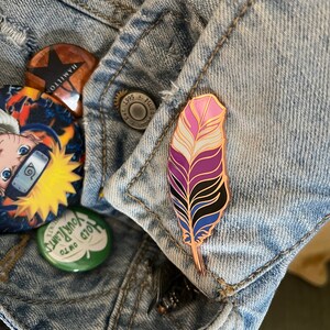 BiSexual Jewelry Bi Bisexual Pride Feather Enamel Pin Bi Pride Jewelry Bisexual Gift LGBTQ Gifts, Copper