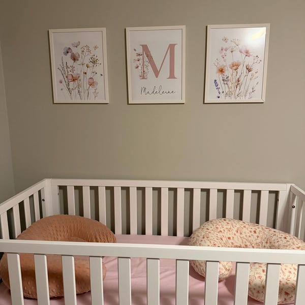 Floral Nursery Wall Art, Custom Wildflowers Prints, Boho Baby Girl ...