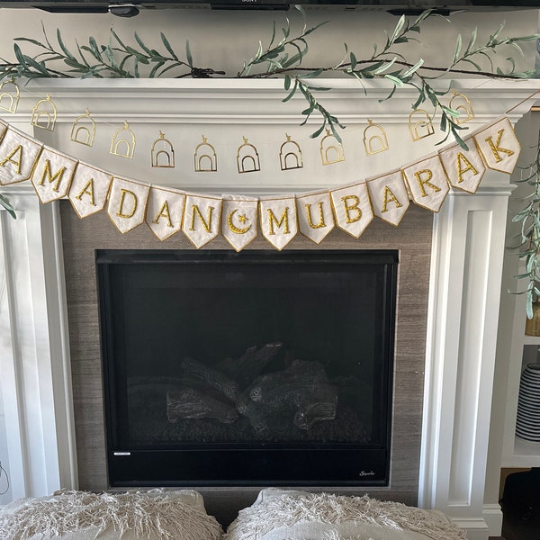 Eid & Ramadan Mubarak Bunting | Luxury Heirloom Gold Zardozi ...