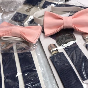petal pink bow tie and suspenders
