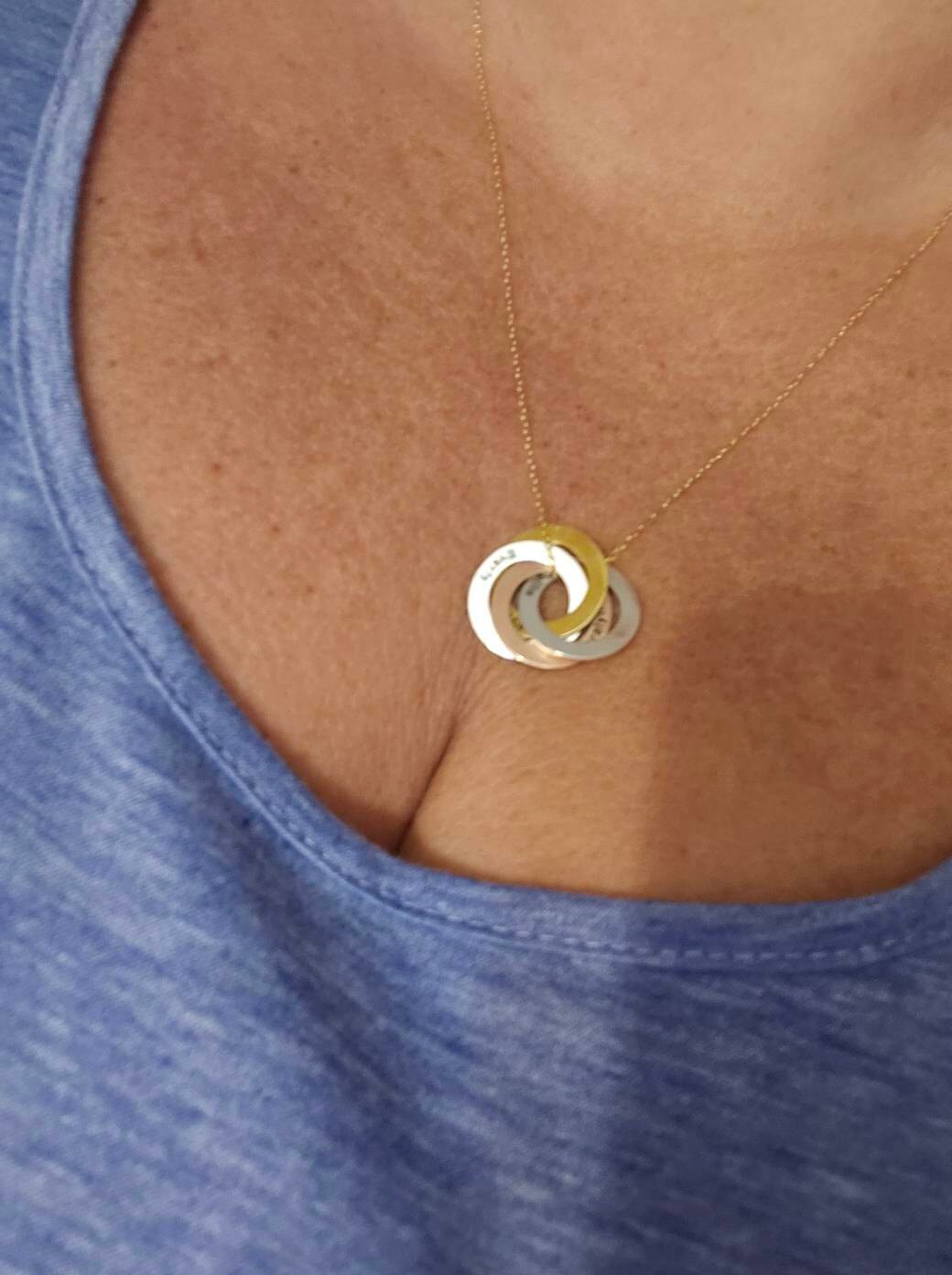 Family Necklace • Personalized Gift • Linked Circle Necklace •  Custom Children Name Rings • Eternity Necklace • Mother Gift • NM30F30