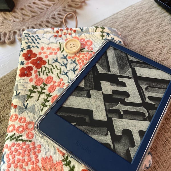 Embroidered Floral Kindle Sleeve, Kindle Cover, Kindle Paperwhite Case ...