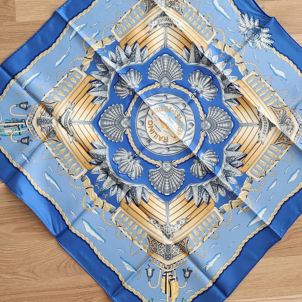 HERMES silk Calle 90 LA COMEDIE ITALIENNE Italian comedy scarf white main image 0