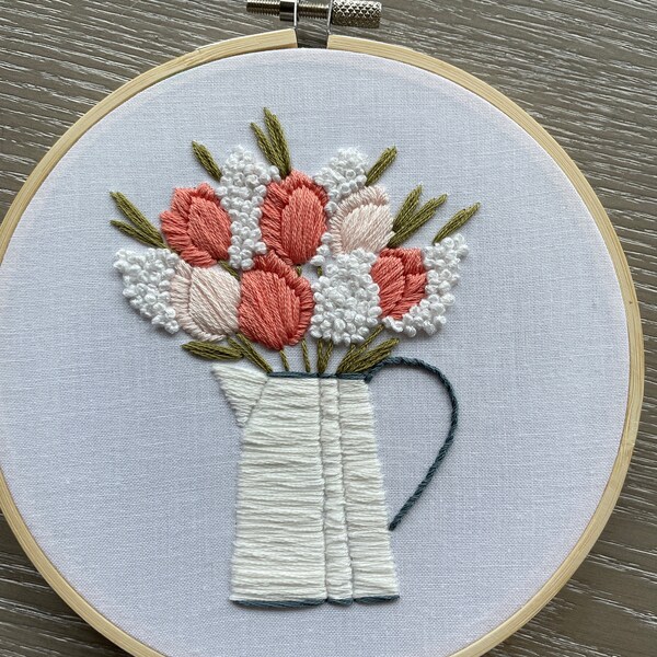 PDF Pattern - 7" Tulip Bouquet - Step by Step Beginner Embroidery ...