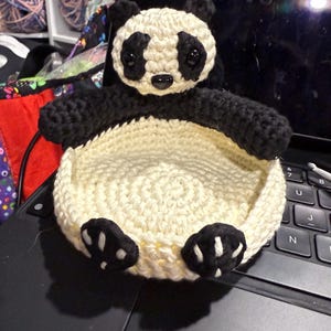 パンダコースターかぎ針編みPDFパターン、縫わないかぎ針編みパターン