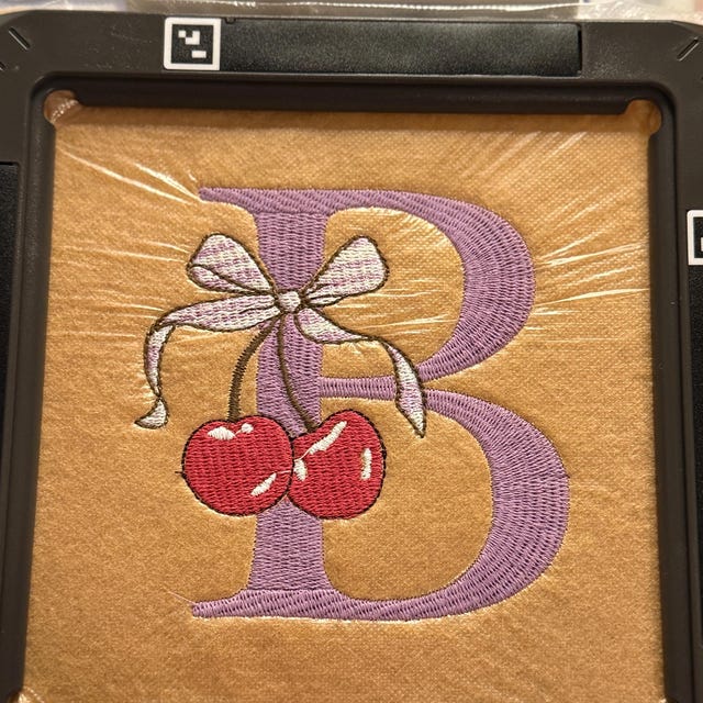 Cherries Bow Monogram 4inch A-Z Machine Embroidery Font Cherry