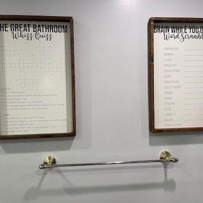 Bathroom Crossword Puzzle Wooden Sign Bathroom Decor Rustic - Etsy