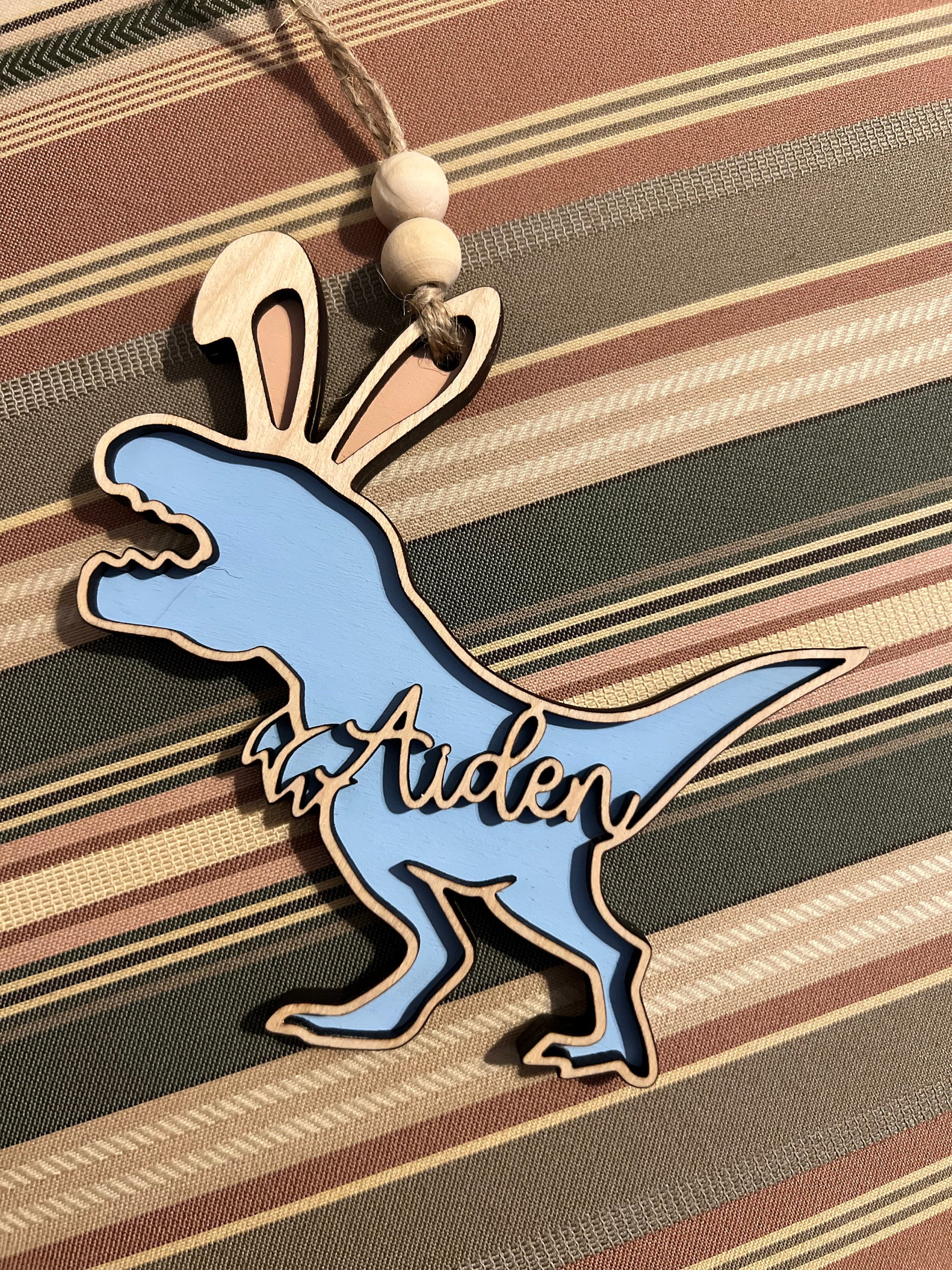 Easter basket tag, personalized name tag, dinosaur decor, Dino easter tag, easter bunny, kids easter decor, Easter egg, baby boy gift