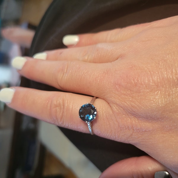 Natural London Blue Topaz Ring Sterling Silver, 2ct Solitaire Round Cut ...