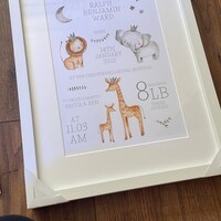 Personalised Safari Animals Print, Including Birth Details, New Baby ...