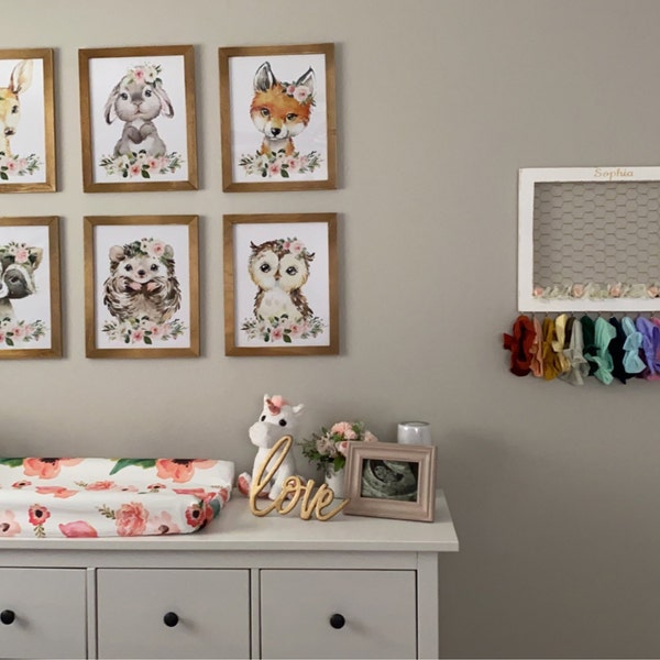 Baby Girl Nursery Wall Art, Woodland Animal Prints, Girls Room Decor ...