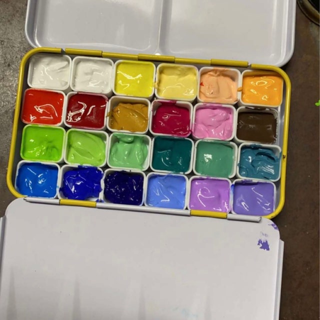 15 Half Pan Empty Watercolor Palette Tin, 3.75x2.25, Perfect for Travel,  Magnetic Half Paint Pans, Mini Paint Set, Compact Watercolor Set 