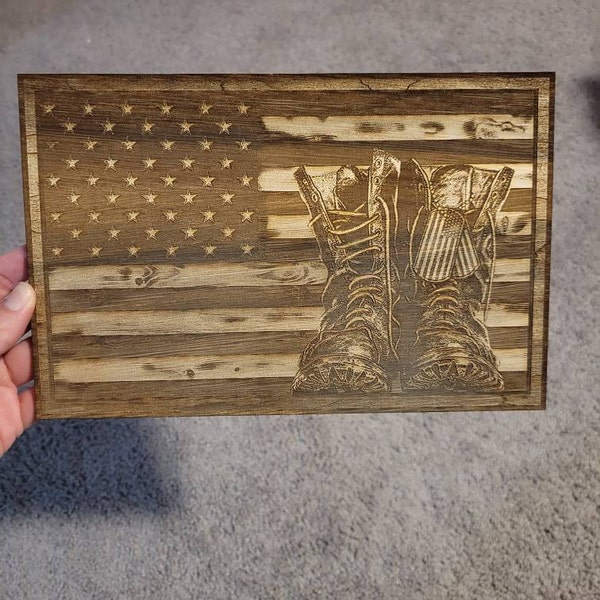 Glowforge Digital Laser Ready File _ American Flag _ Honor _ Engrave ...