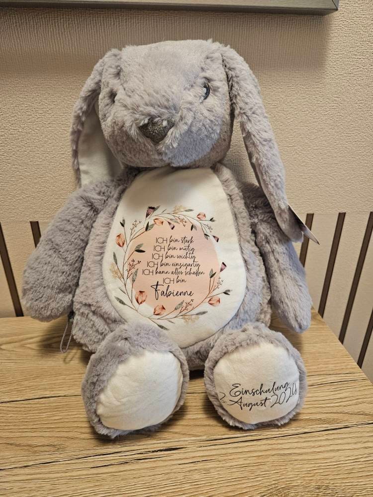 personalized plush toy | cuddly toy | school enrollment gift | gift for children | owl, sloth or rabbit | affirmation |
