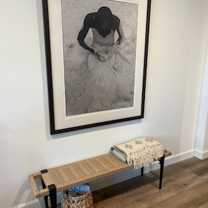 JUTE-Mid-Century Modern Style Bench • Mudroom / Entryway Bench • Hand Woven End of Bed Stool • Custom Made • Handmade & Built to Order