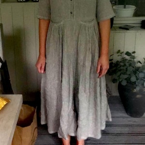 Maxi Linen Dress Pale Gray Everyday Comfortable Fit & Flare - Etsy