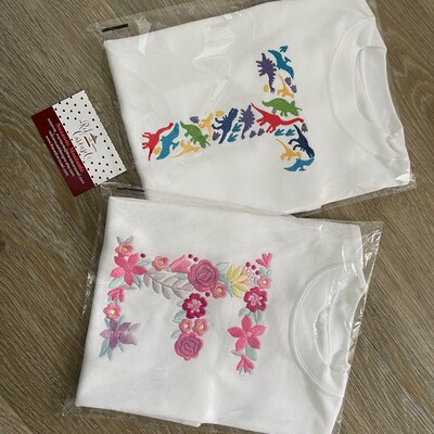 Frost White Letterology - Everyday Set <br> Kids  Embroidered Cotton Notched Pajama Set