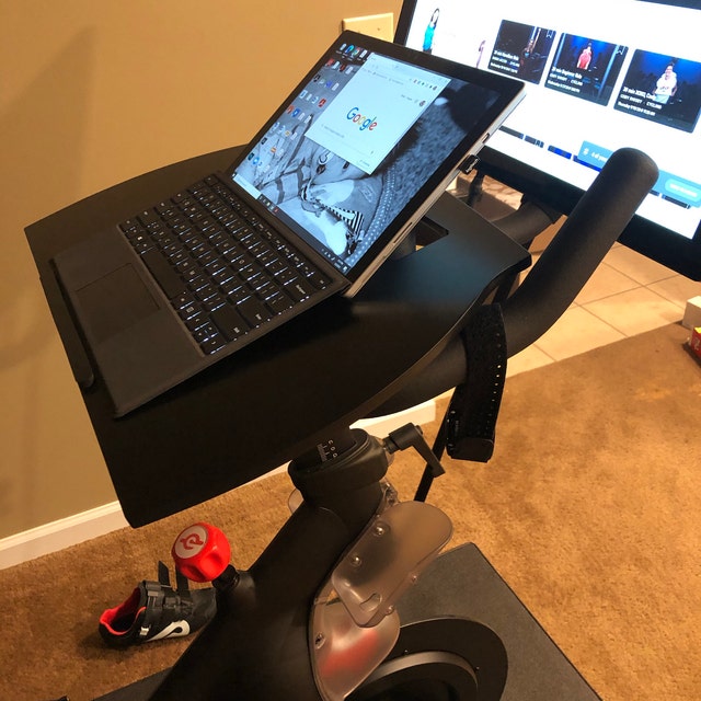 Hustle Tray Laptop & Phone Holder for Exercise Bike Compatible With Peloton®  does Not Fit New Plus Model 
