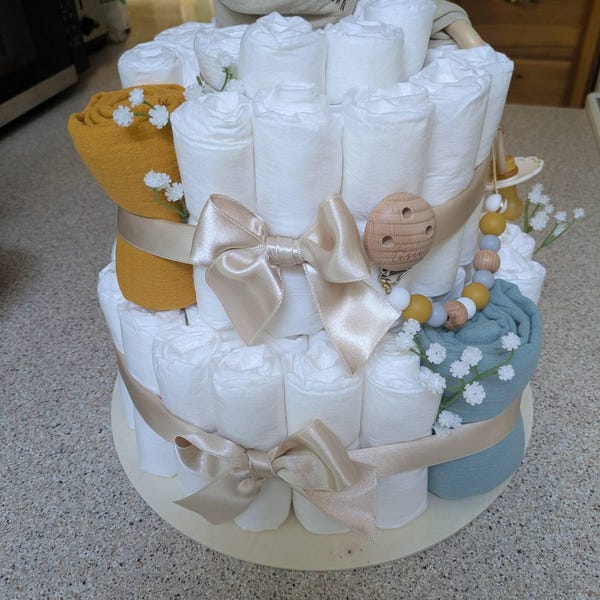 Diaper Cake Baby Shower Gift Boy Girl Surprise Organic Diapers Baby ...