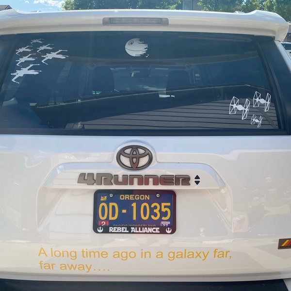 thumbnail image 2 of 2x Tie Fighter Squadron Side Stripes Car Vinyl Decals, White Glossy, 22 Inch, Star Wars Inspired 2 of 2