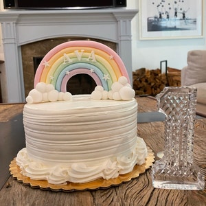 Pastel De Arco Iris Fondant Rosa Pastel Arco Iris Rosa Con Etsy Mexico