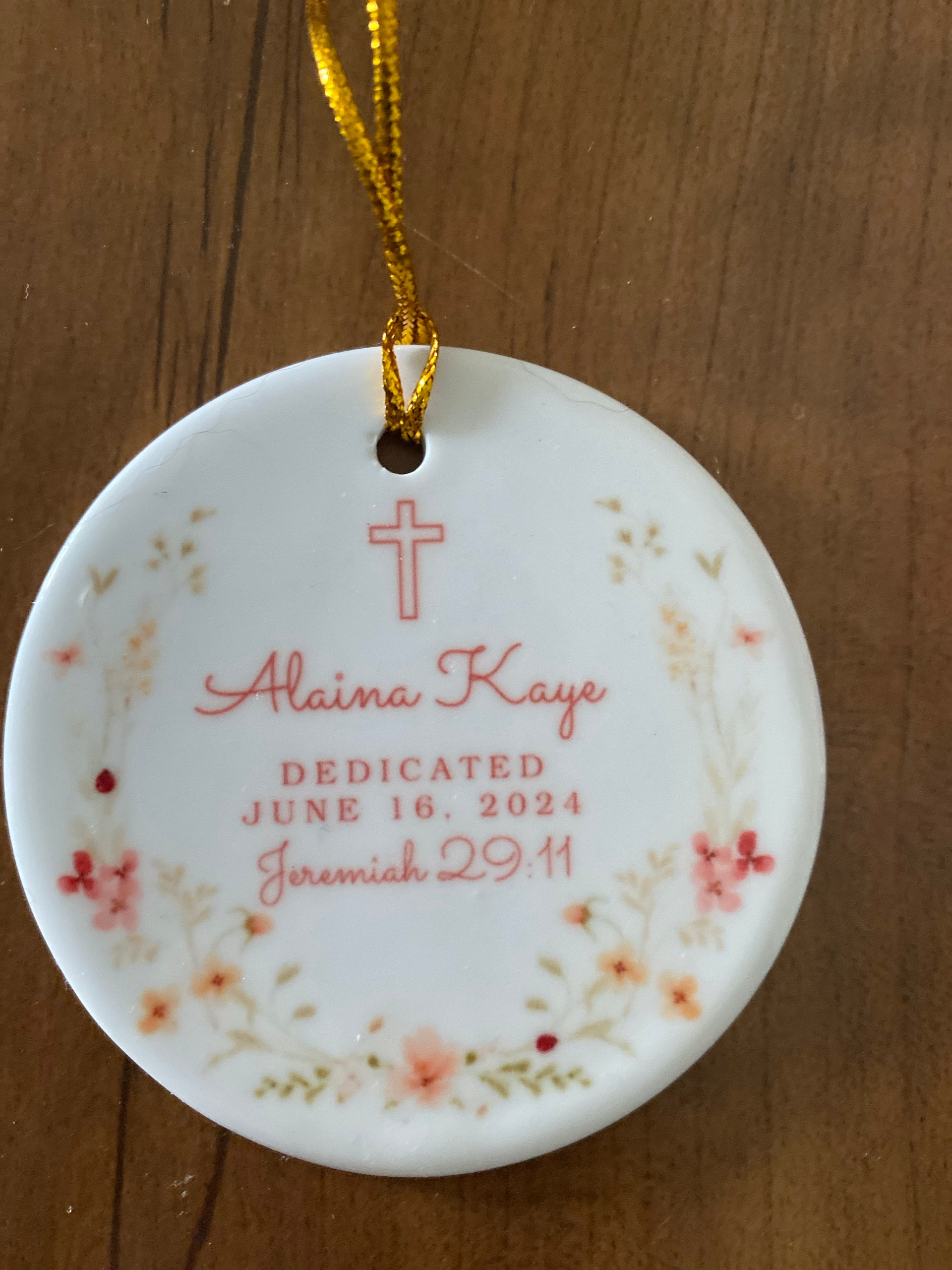Personalized Baby Dedication Day Verse Porcelain Ornament Dedicate Gift for Boy Girl Custom Dedicate Child Christian Keepsake Religious Gift